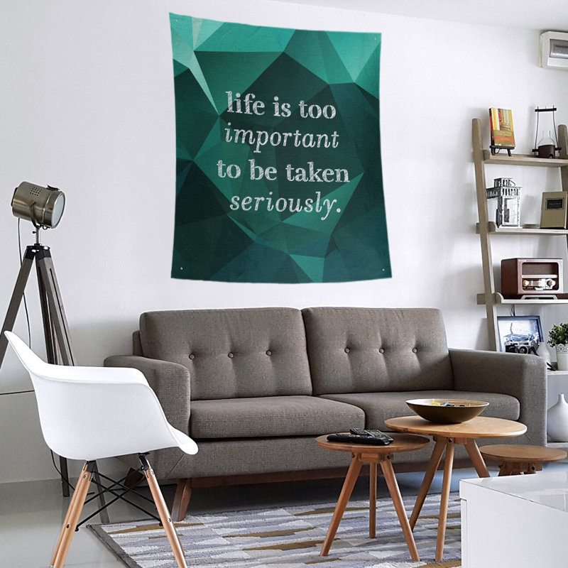 Tapisserie de levity en polyester en faux gemme et citation, H 60 po x l 51 po, Émeraude