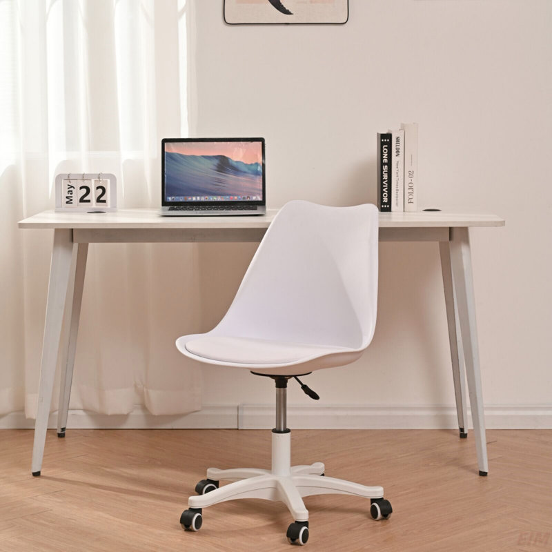 Fauteuil de bureau sans accoudoirs, petit fauteuil de bureau ergonomique avec roulettes, fauteuil roulant réglable, fauteuil de travail pivotant de soutien pour les petits espaces de salon