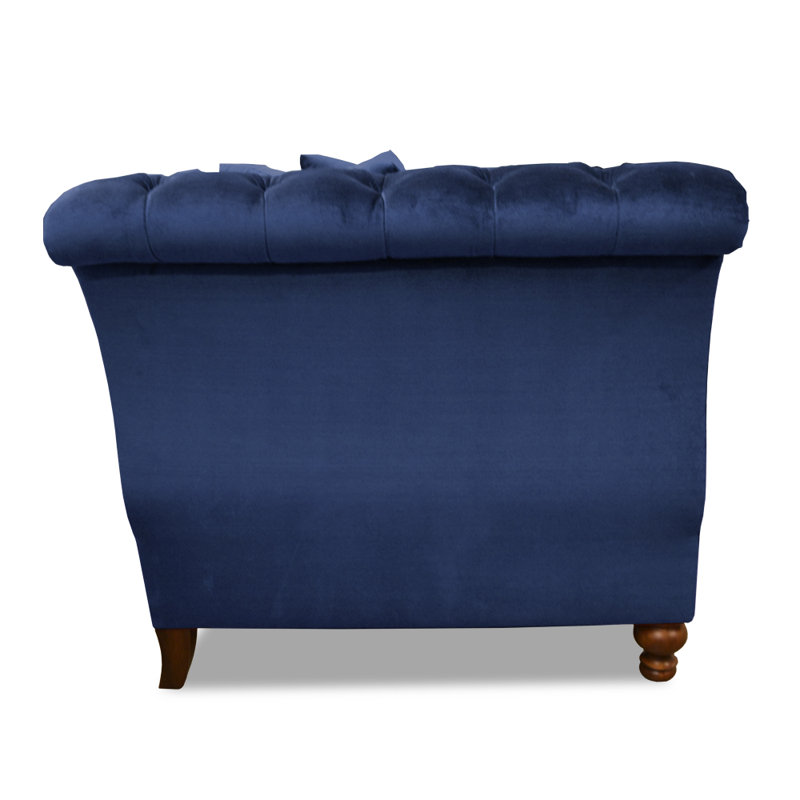 Gigi Sofa, Dark Brown Wood, Navy