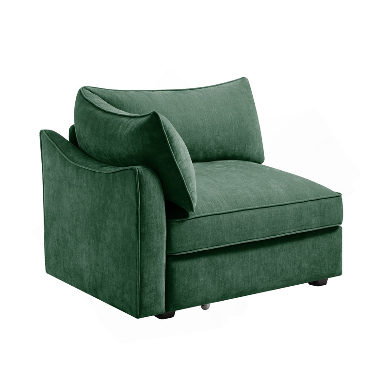Canapé LSF vert velours, Orienté à gauche (vu de face)
