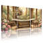 Plantes et fleurs, ensemble de 3 impressions sur toile, salle de bain romantique avec fleurs et fenêtres-514614310