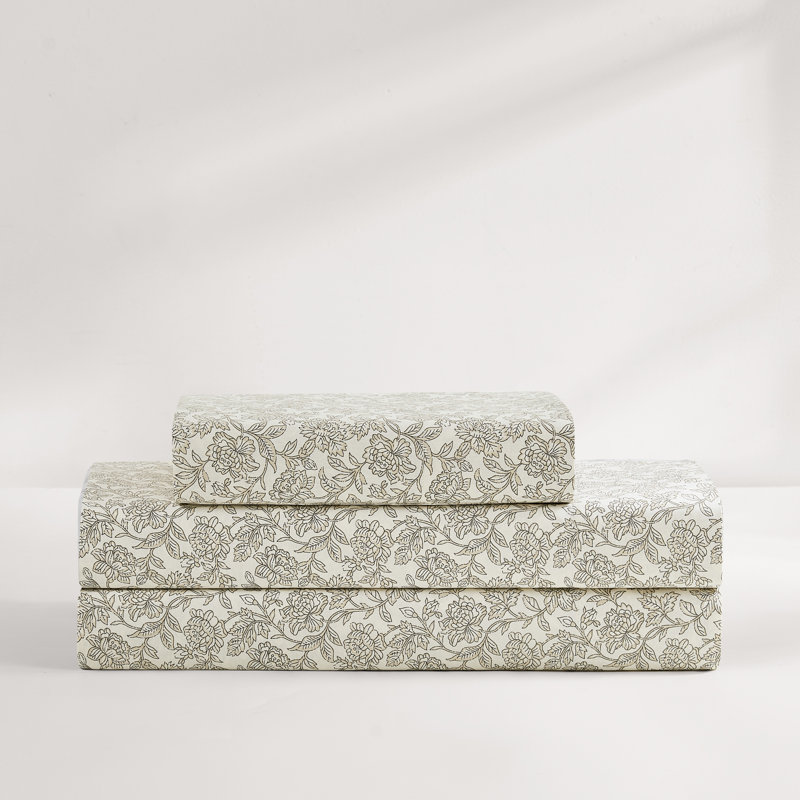 Ensemble de draps en coton Zara, Beige, Ensemble de draps pour lit simple avec 1 taie d'or