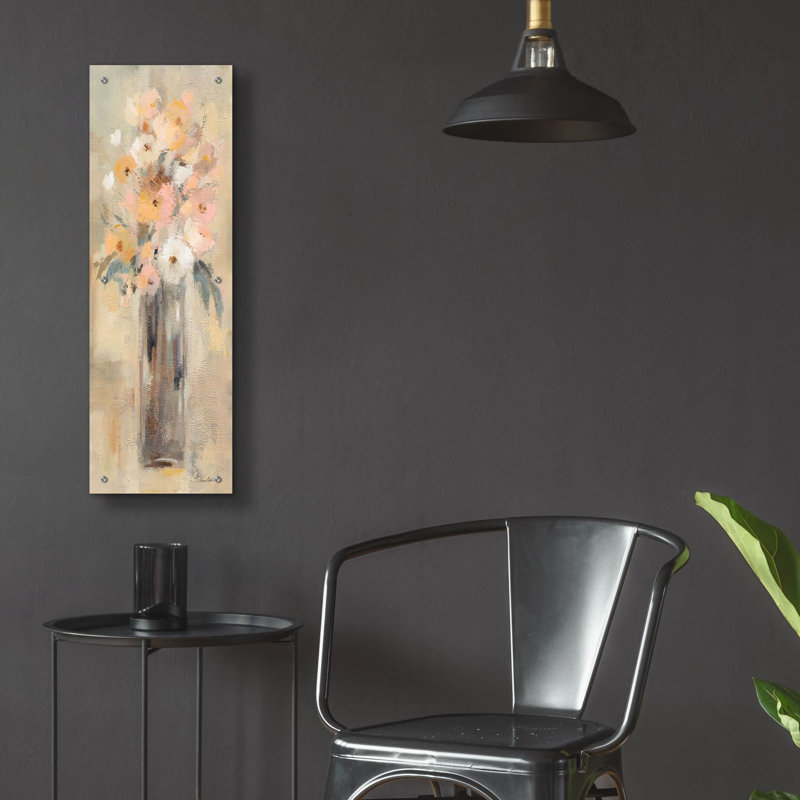 «Textured Floral 2» par Silvia Vassileva, art mural en verre acrylique, H 36 po x l 12 po