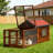 Extra Large Outdoor Solid Pine Wood Dog House with Safe Fence-104977309