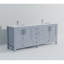 Meuble-lavabo double gris foncé 84 po X P 22 po D, dessus en marbre de Carrare et ensemble de robinet-117978746