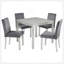 Ensemble de table de salle à manger en bois 5 pièces, ensemble de table de cuisine avec une table carrée et 4 chaises rembourrées, table de salle à manger en bois avec décoration en cristal et ensemble de chaises pour la cuisine, la salle à manger, gris argenté