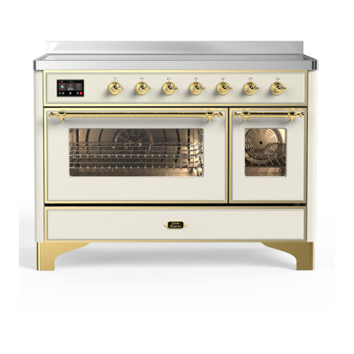 Majestic III Series 48 Inch Induction Range with 6 Induction Elements in Antique White (Brass Trim)