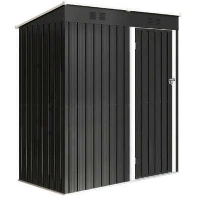 Remise de rangement extérieure 5 x 3 pi, abri de jardin Lean-to-Metal, gris