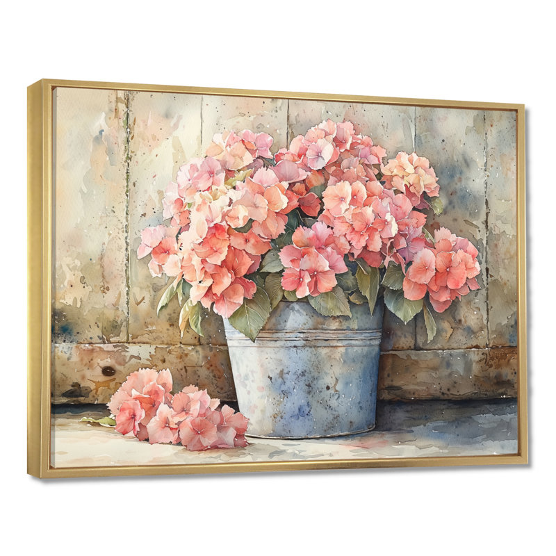 Irlan - Floral Wall Art, H 24 po x l 32 po, Impression encadrée flottante, Doré