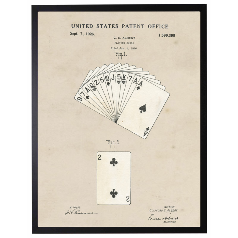Playing Cards Patent in Black Frame