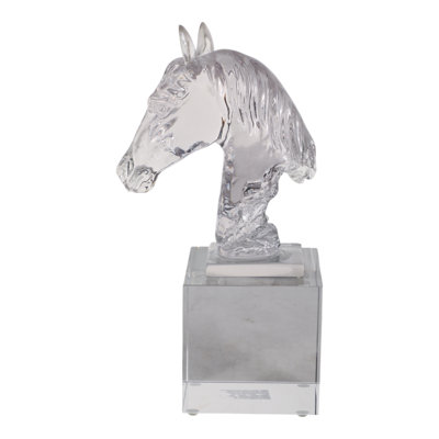 Glass Horse Sculpture With Crystal Base - Home Decor Accent Decorations For Living Room - Decorative Object Figurine And Statue Accessory - 9.5", Clea
