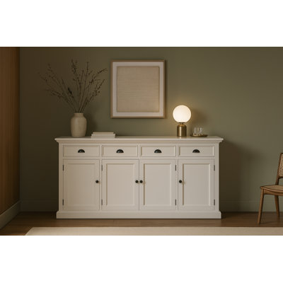Halifax Botolph Bottom Part - Buffet Hutch Unit With 4 Glass Doors