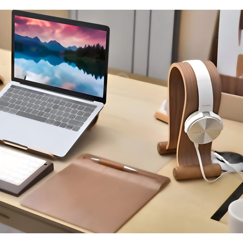Support en bois pour casque d'écoute, support pour casque d'écoute en bois compatible avec les consoles de jeu Sony, Bose, Shure, Jabra, JBL, AKG (Noyer)