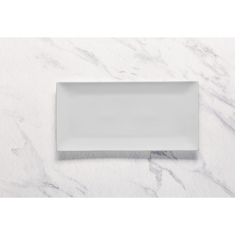 Assiette rectangulaire en porcelaine, ivoire, 12,8 x 4,5 po