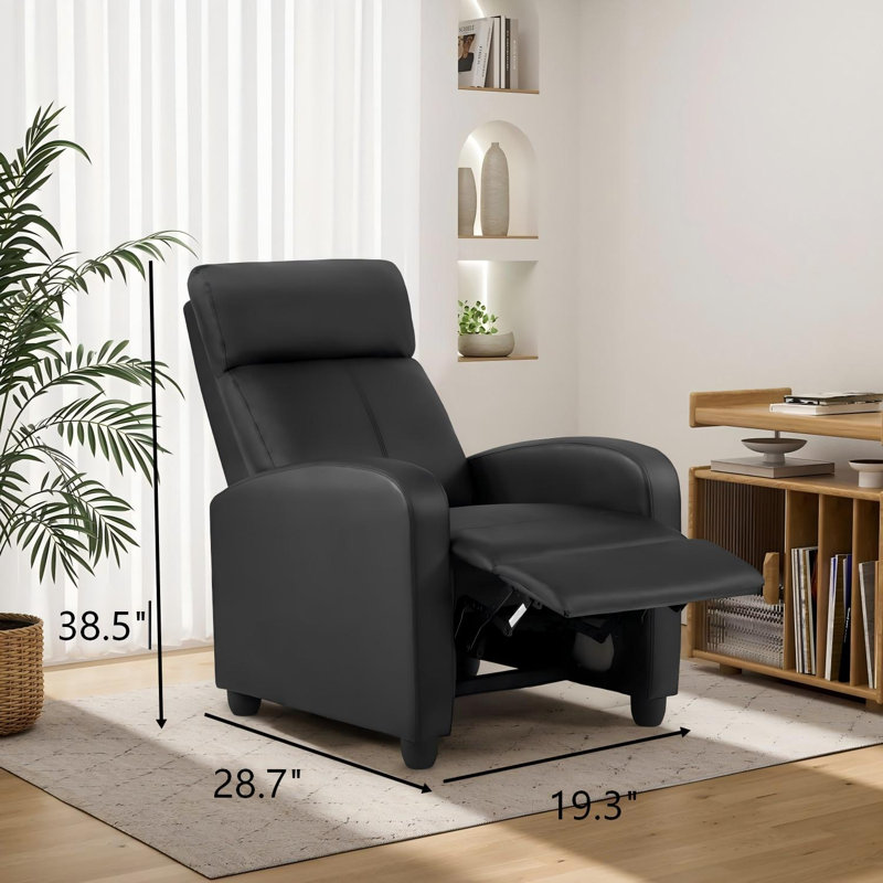 Brown Mid-Century Modern Faux Leather Recliner Chair, Adjustable Back & Footrest Tufted Upholstered Single Sofa With Pocket Spring