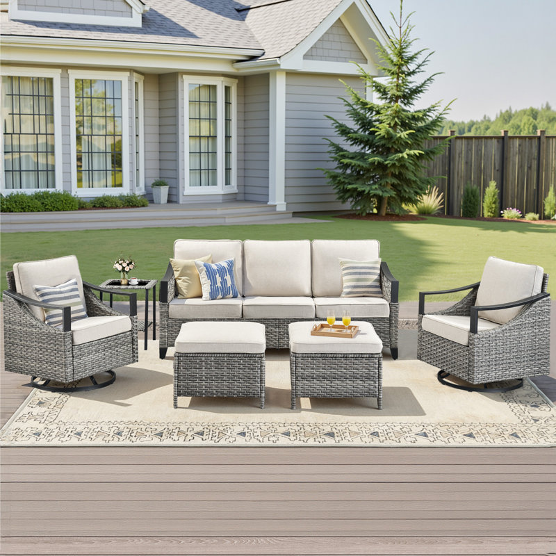 Buenhomino Wicker 5 - Person Patio Conversation Set, Beige