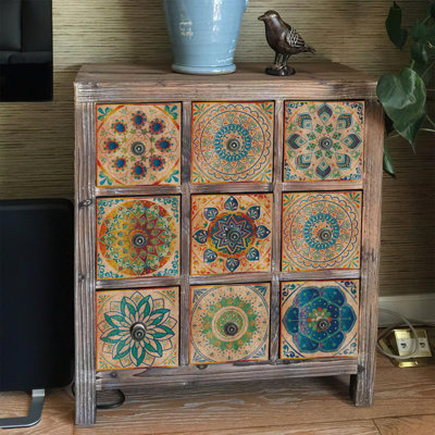 24Pcs Moroccan Backsplash Wall Tile Stickers Peel And Stick Vinyl DIY Murals Wall Stickers Stick On Kitchen Island Bathroom Laundry RV Backsplash Tile Decor 5.91X5.91Inch(15X15cm)