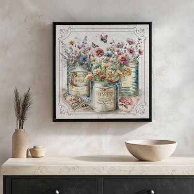 In the Garden Floral Cans by Nicole DeCamp Art Print