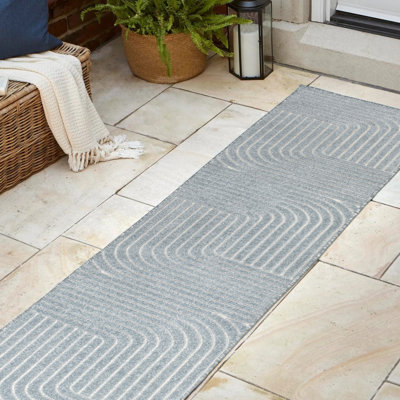 Tapis intérieur / extérieur bleu clair / crème Anaceli