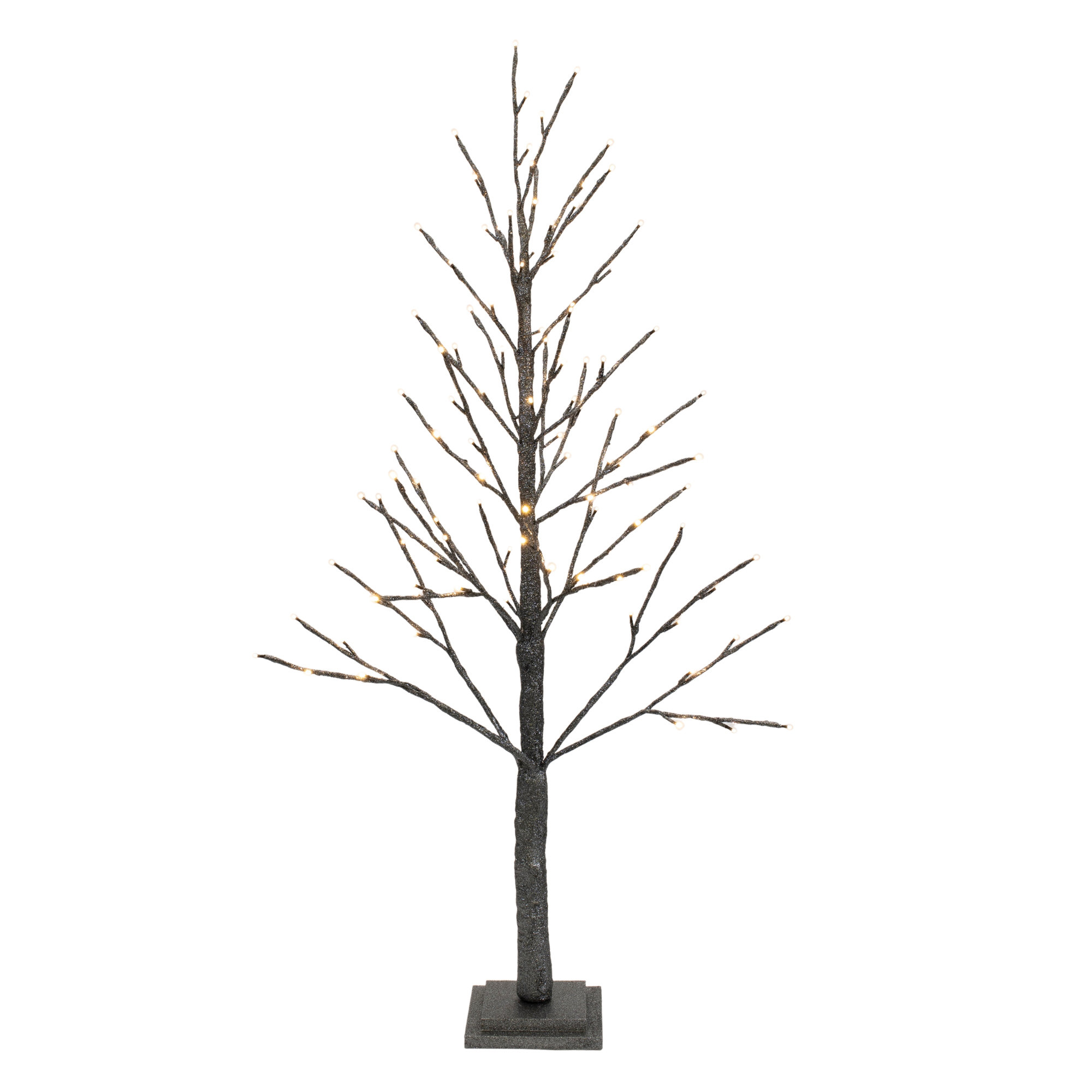 LED Glittered Twig Tree, Brown, 48" H x 24" W x 24" D