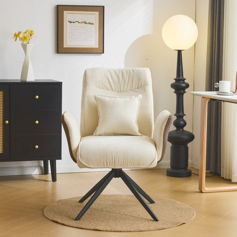 Chaise de bureau pivotante en queue d'aronde 28,3 po Chenille, Blanc