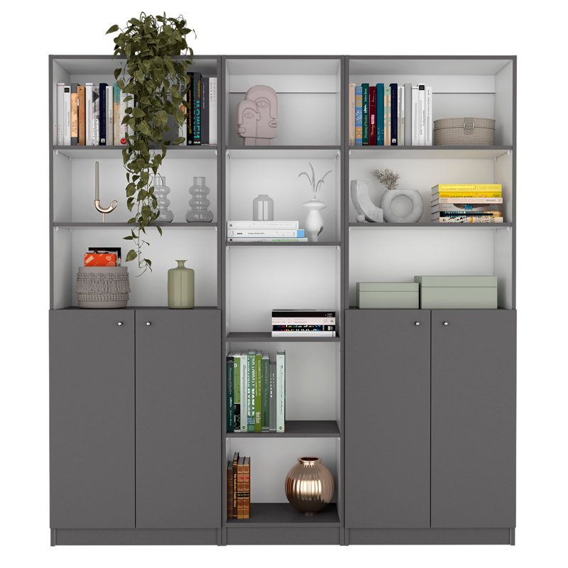 Bibliothèque standard H 71,1 "x l 67" Britnai, (11 tablettes) H 71,1 po x l 67,1 po x P 11,7 po, Multi-couleur