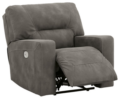 Faux Leather Power Recliner, Slate Microfiber/Microsuede