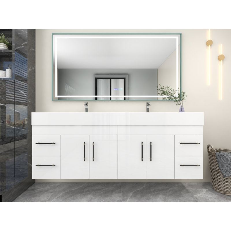 Ensemble de meuble-lavabo double 72 po, Blanc ultrabrillant