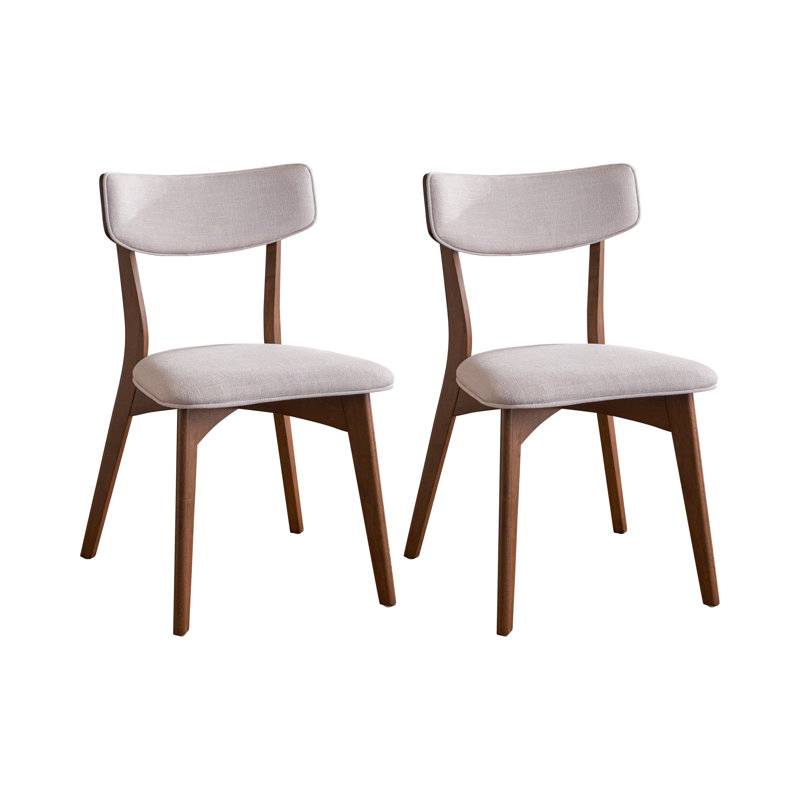 Hoopes 18.75'' H Upholstered Side Chair, Natural Walnut, Light Beige