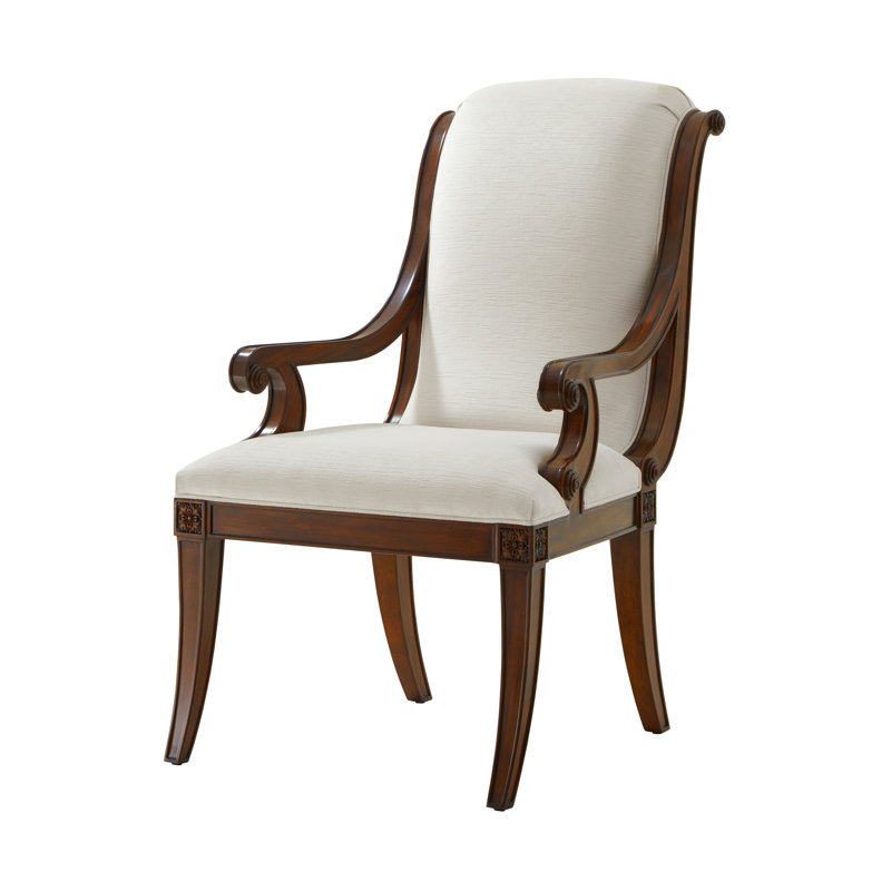 Chaise avec accoudoirs rembourrée Gabrielle, Alpaga