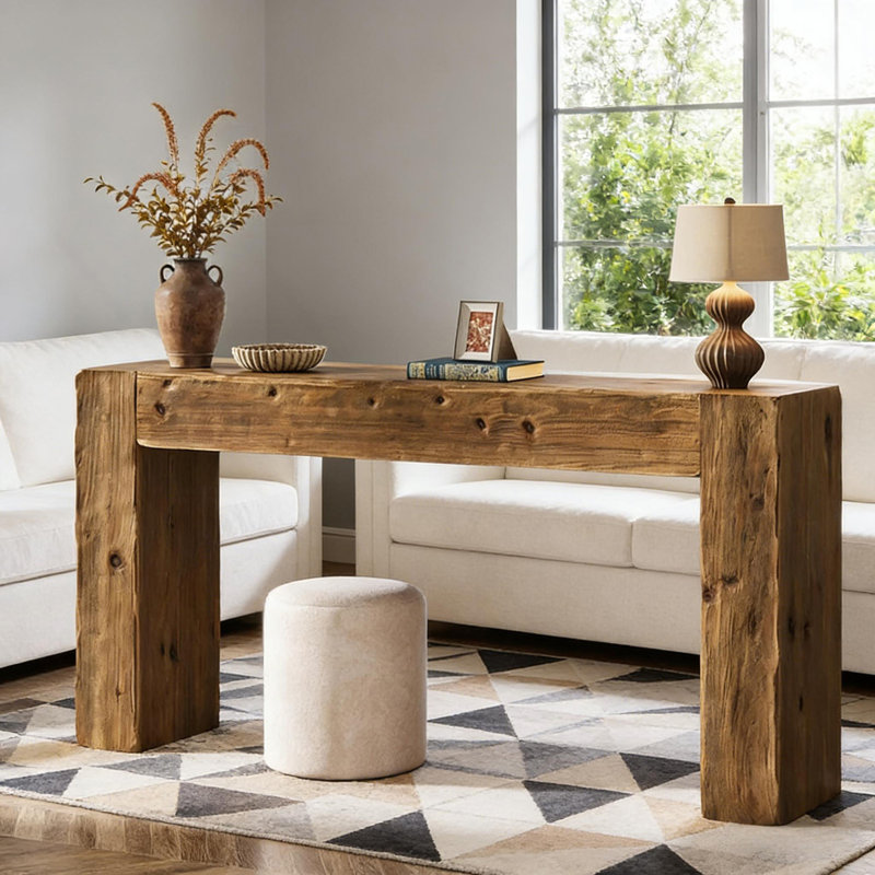 Versatile End Table, Compact Console Table, Rustic Brown
