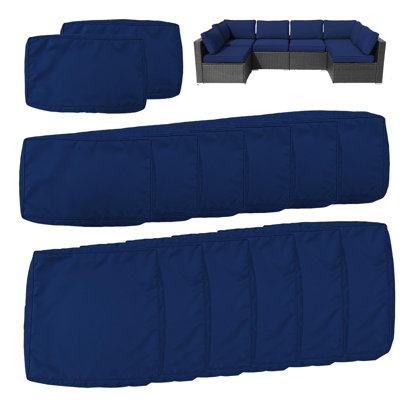 14-Piece Outdoor Cushion Cover Set | Replacement for 6-Seater Patio Sofa | Zipper Closure and Machine Washable Fabric