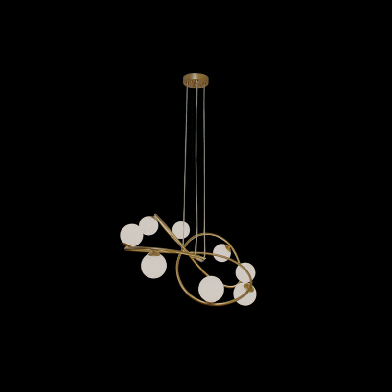 Luminaire suspendu 8 lumières Opalite Gold