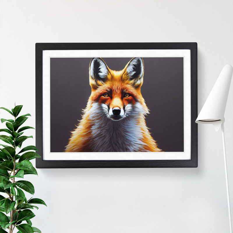 Incredible Fox - Single Picture Frame Print, Black, 46cm H x 64cm W x 2cm D