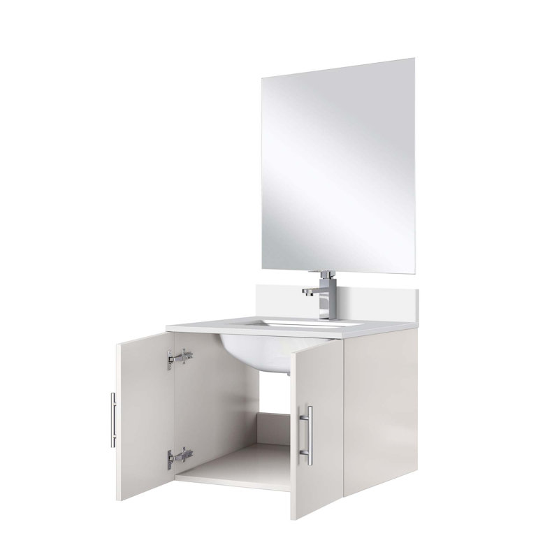 Ensemble de meuble-lavabo avec robinet et miroir DEL, Blanc