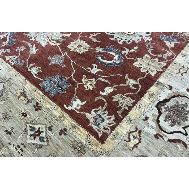 Hand-Knotted High-Quality Rust and Beige Area Rug