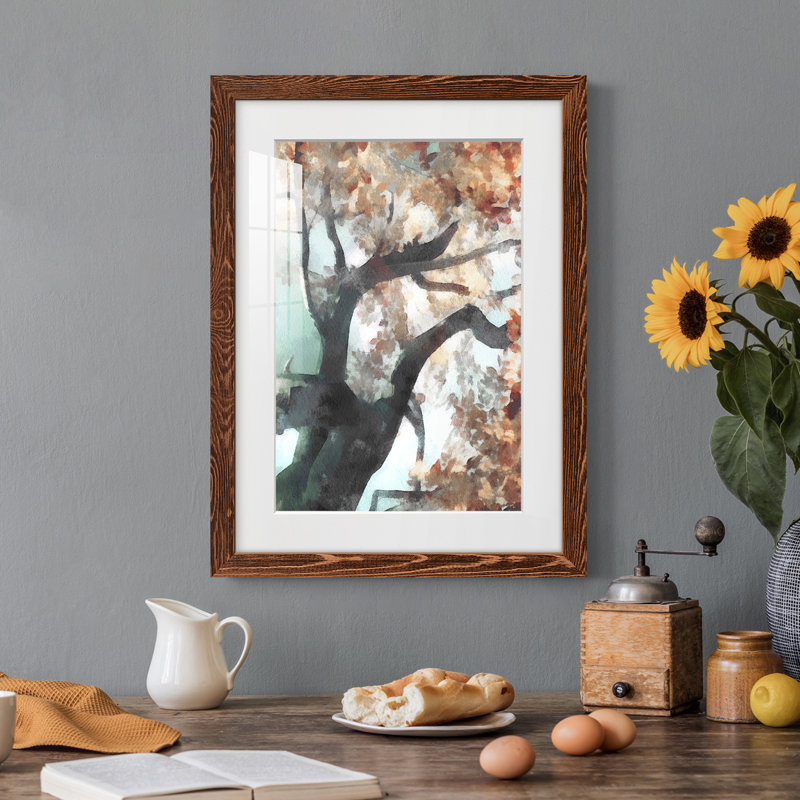 Fall Tree I Premium encadré mat - prêt à être suspendu, Cadre brun, H 37,5 po x l 27,5 po x P 1 po