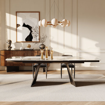 Table de salle à manger extensible de 65 à 94,5 po pour 8 à 8 mois avec plateau en pierre frittée Moiser