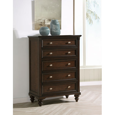 Commode 5 tiroirs Andover Chêne foncé