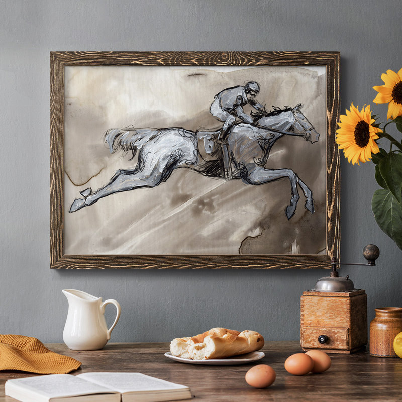 Off To The Races II, peinture sur toile encadrée, Noyer, H 14 po x l 20 po x P 1,5 po