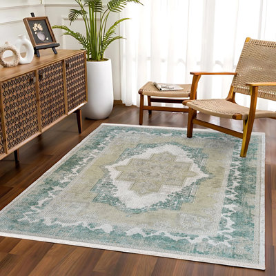 Tapis oriental bleu tissé antidérapant tissé à imprimé numérique