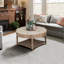 Grande table basse ronde avec tablette - pieds en bois, revêtement en lin pour le rangement du salon, revêtement, pieds-1204256773