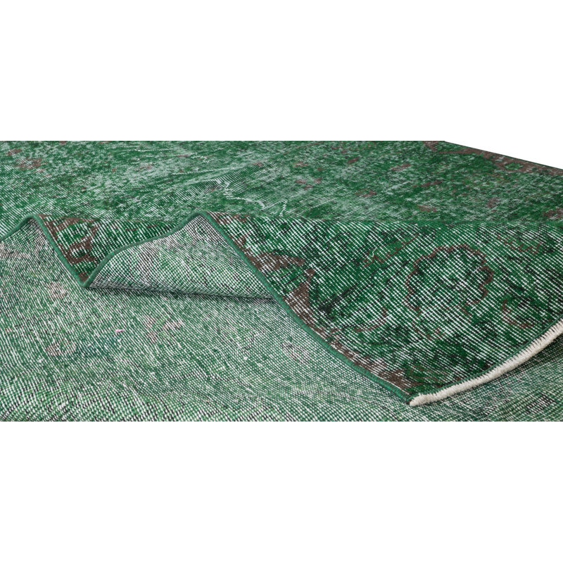 Tapis turc fabriqué à la main de 5,6 x 8 pi surteint en vert, 4 superbes intérieurs modernes