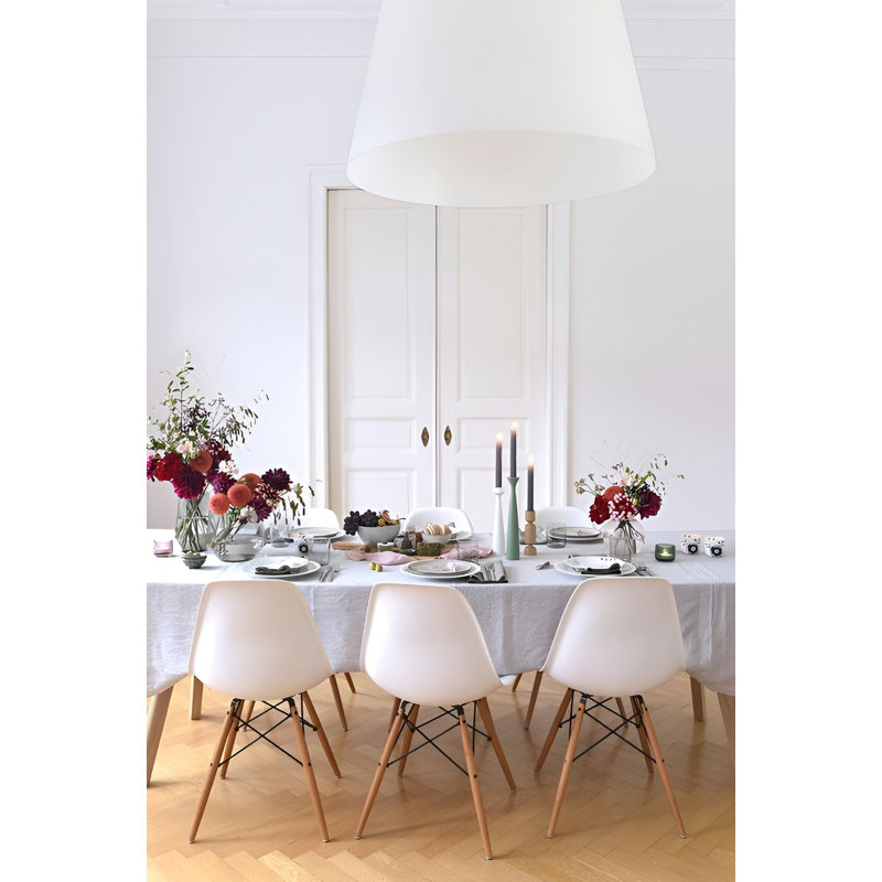 Eiffel Dining Chair With Natural Base, White