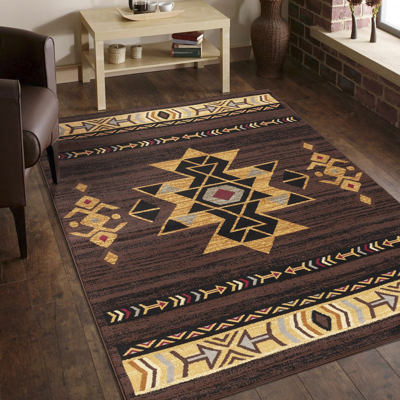 Tapis tribal brun du sud-ouest, Rectangle 7 pi 10 po x 10 pi 3 po