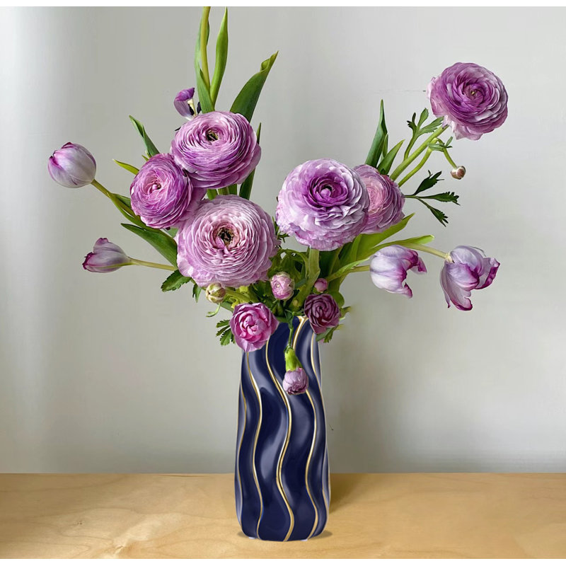 Ceramic Vase, Minimalist Flower Vase, Boho Decorative Vase For Home Decor, Blue