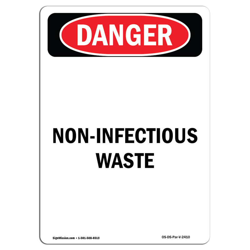 Déchets non contagieux | Enseigne ou étiquette robuste, H 24 po x l 18 po x P 0,1 po