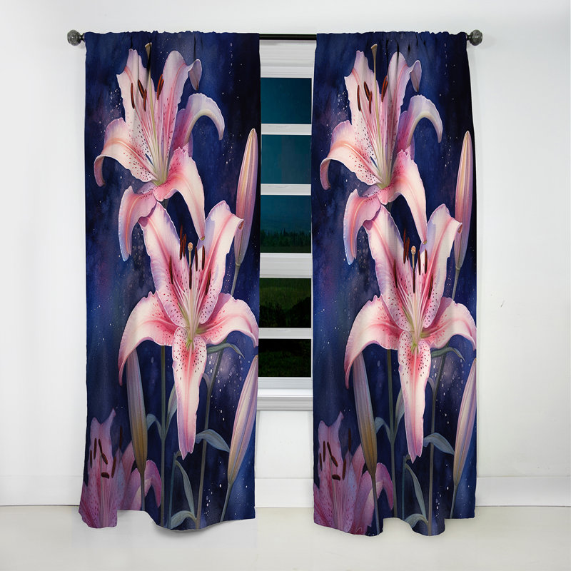 Rideau à motif floral occultant - 1 panneau, L 52 po x L 63 po