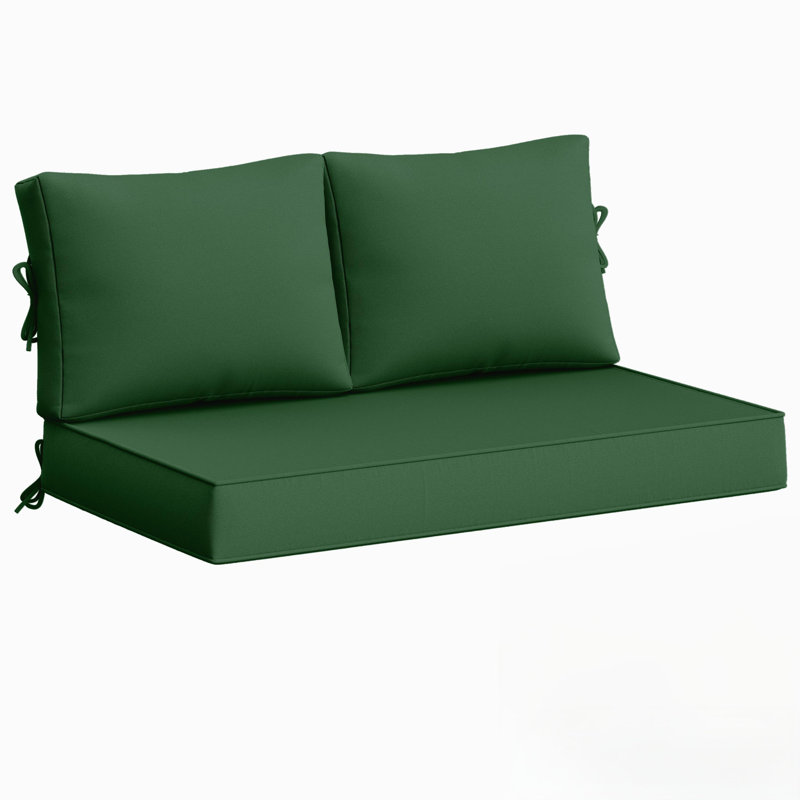 Wynee Outdoor 5'' Loveseat Cushions Bench Seat / Back Cushion, Only Cushions, Olive Green