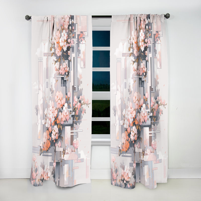 Hala Contemporary Cherry Blossom Bold Stripes I - Cherry Curtain - Velvet Room Darkening - 1 panel, 52" W x 63" L